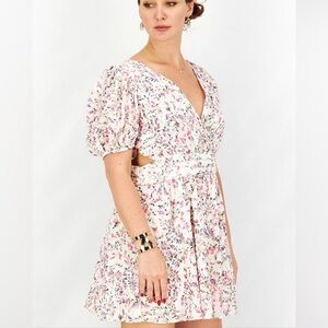 💜 Women Allover Print Mini Dress Side Cutouts From French Connection